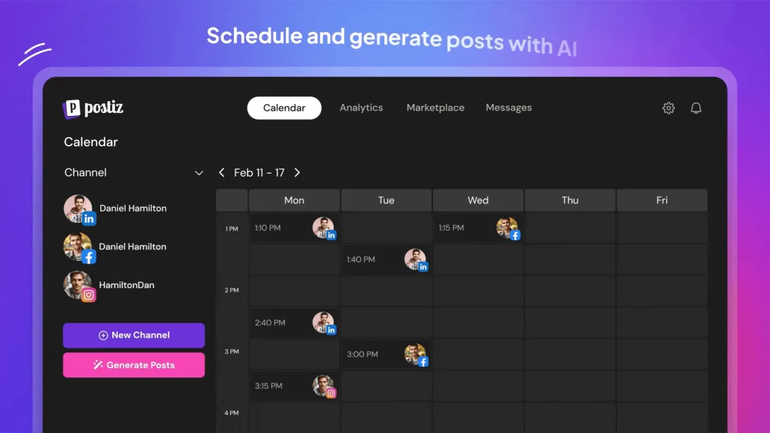 Social Media Scheduling — Postiz social media integration