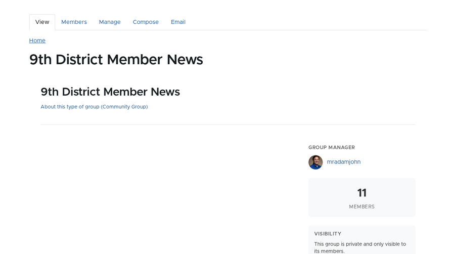 Factory group dashboard showing member stats, Forge integration, and action buttons