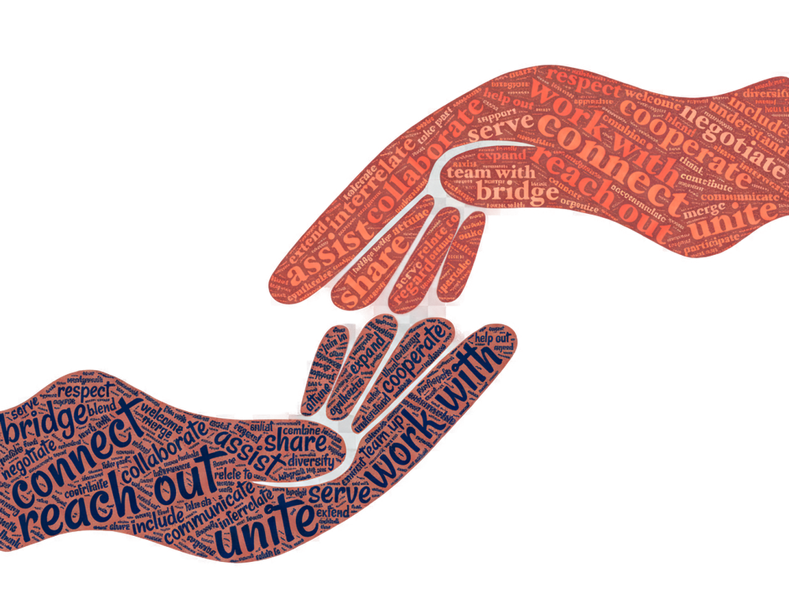 Hands working together cooperatively